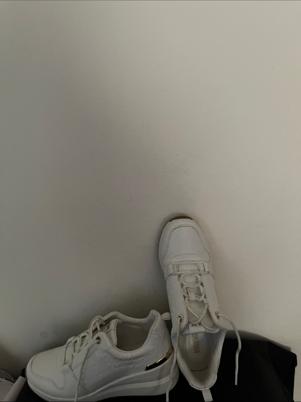 Michael Kors White Women's Platform Sneakers with Gold Accent